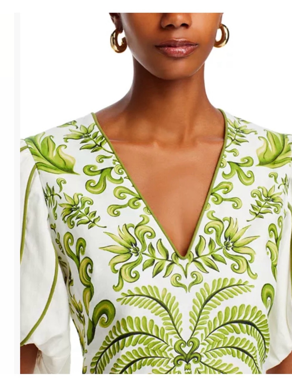 FARM Rio White Mini Dress with Lime Green Botanical Embroidery - Picture 2 of 4